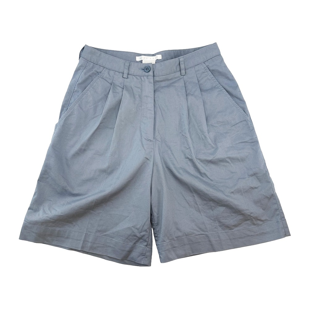 NIKE GOLF High Waist Pleated Bermuda Shorts • 4 • gray blue • preppy chic